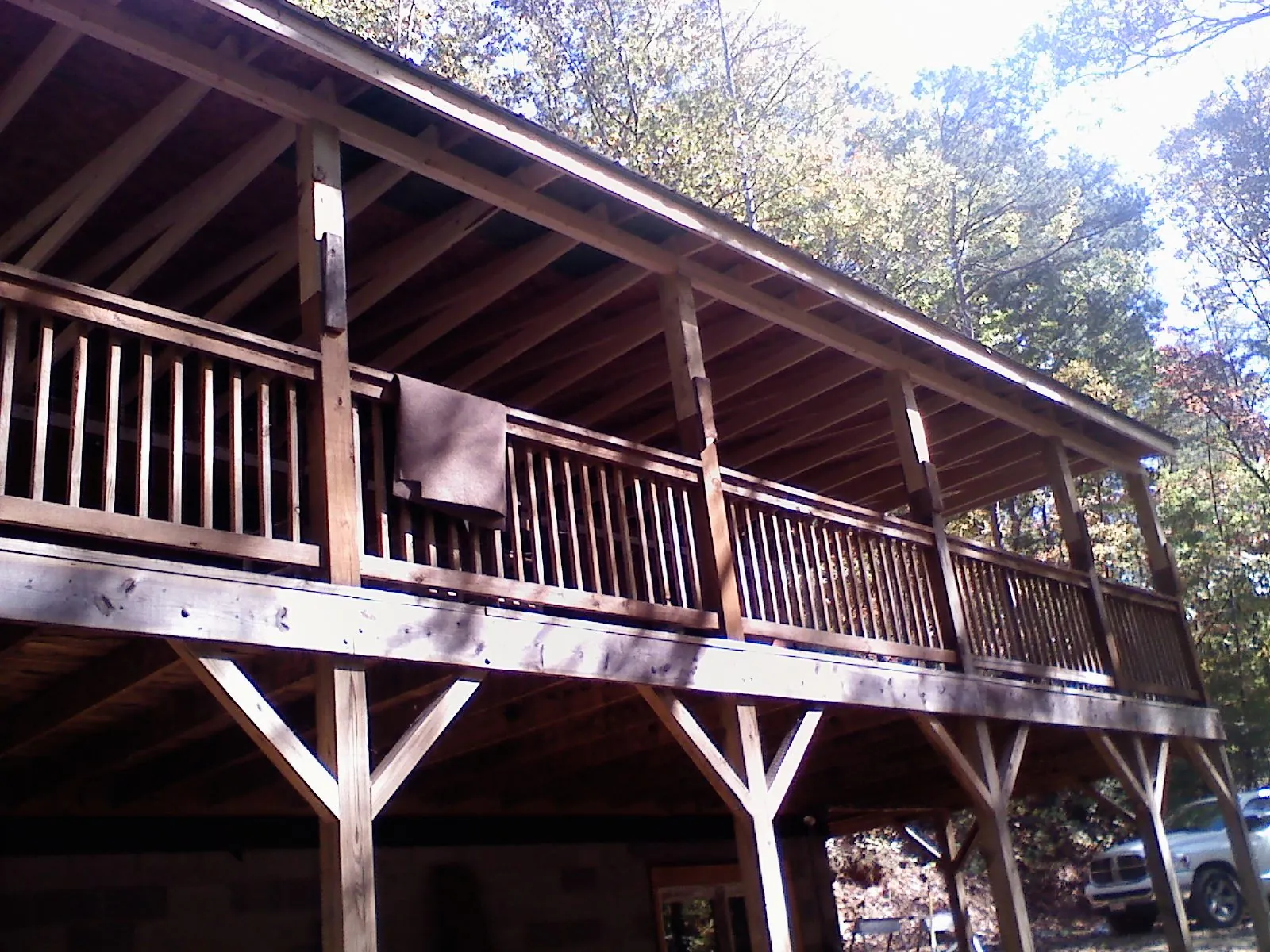 Timber framing under a new elevated porch and deck — Roof Leak Repair in Bicknell by Roofing Brothers